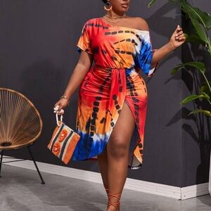 Vibrant Multicolor Off-Shoulder Dress